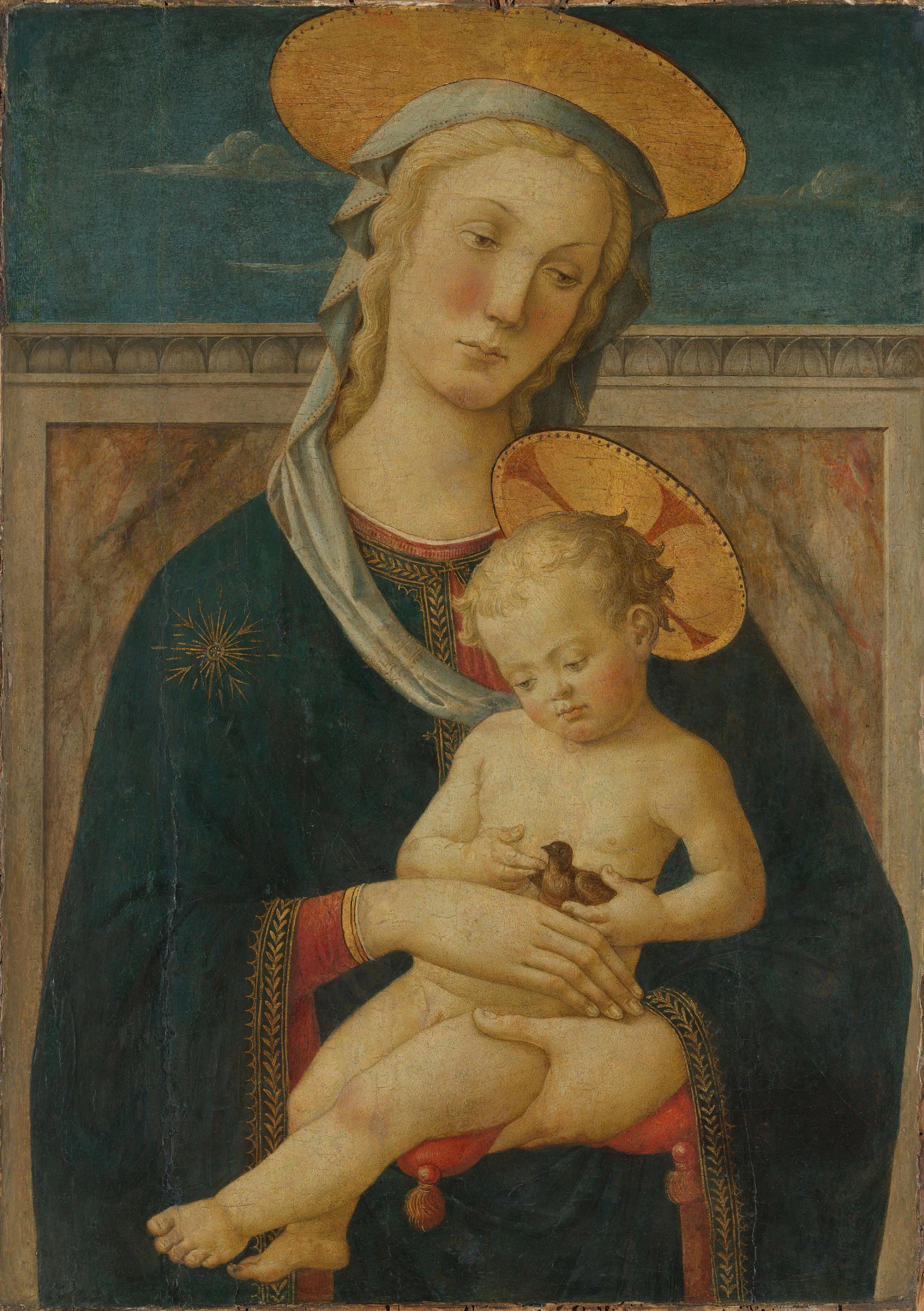 Virgin and Child – toegeschreven aan Meester van San Miniato Vintage Art Print | Wall Art Poster