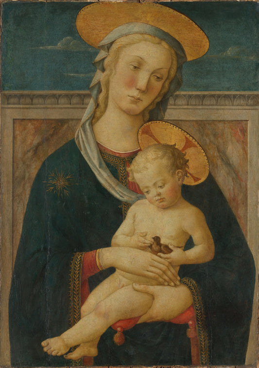 Virgin and Child – toegeschreven aan Meester van San Miniato Vintage Art Print | Wall Art Poster