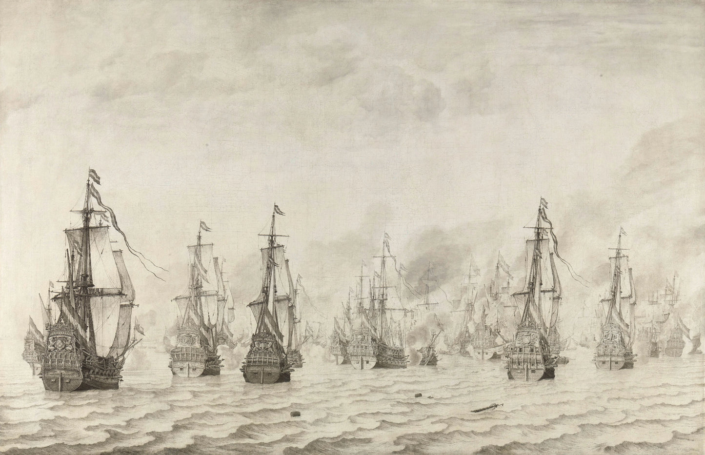 The Naval Battle against the Spanish near Dunkirk, 18 February 1639 – Willem van de Velde (I) Vintage Harbour Scene Art Print | Wall Art Poster