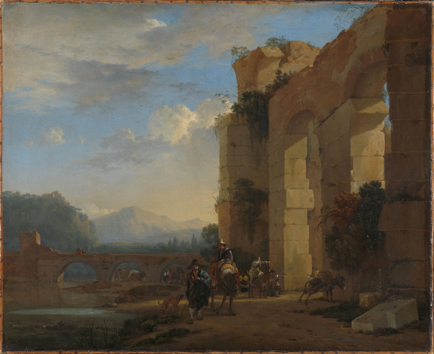 Muleteers beside an Italian Ruin – Jan Asselijn Vintage Landscape Art Print | Wall Art Poster