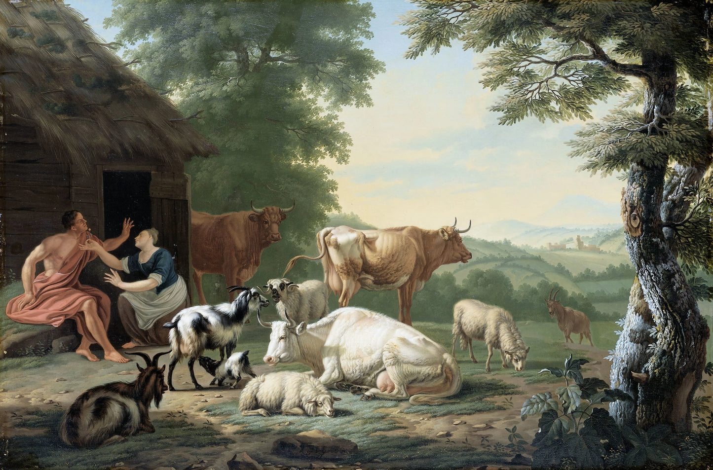 Arcadian Landscape with Shepherds and Cattle – Jan van Gool Vintage Landscape Art Print | Wall Art Poster