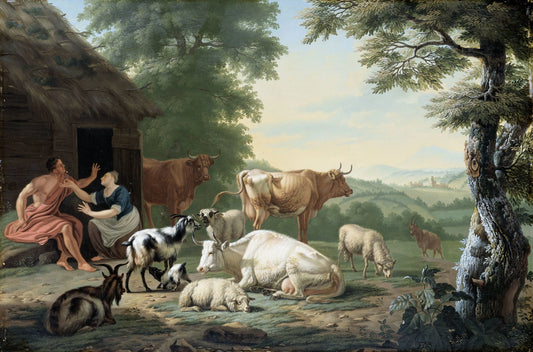 Arcadian Landscape with Shepherds and Cattle – Jan van Gool Vintage Landscape Art Print | Wall Art Poster