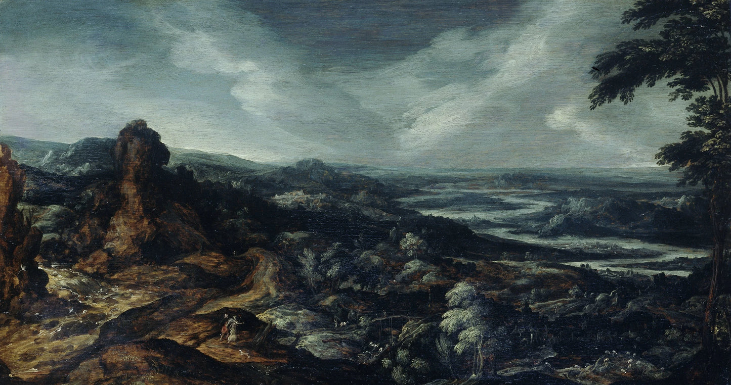 Panoramic Landscape with Tobias and the Angel – attributed to Kerstiaen de Keuninck Vintage Landscape Art Print | Wall Art Poster