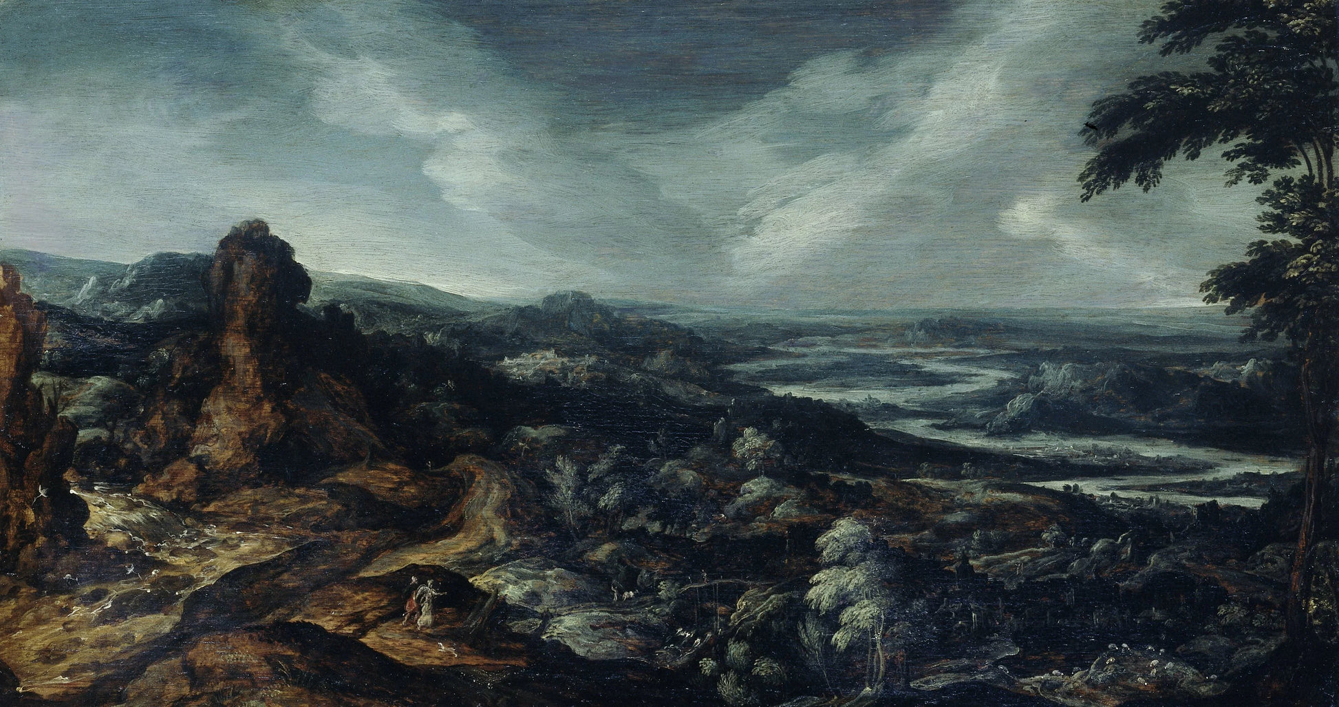 Panoramic Landscape with Tobias and the Angel – attributed to Kerstiaen de Keuninck Vintage Landscape Art Print | Wall Art Poster