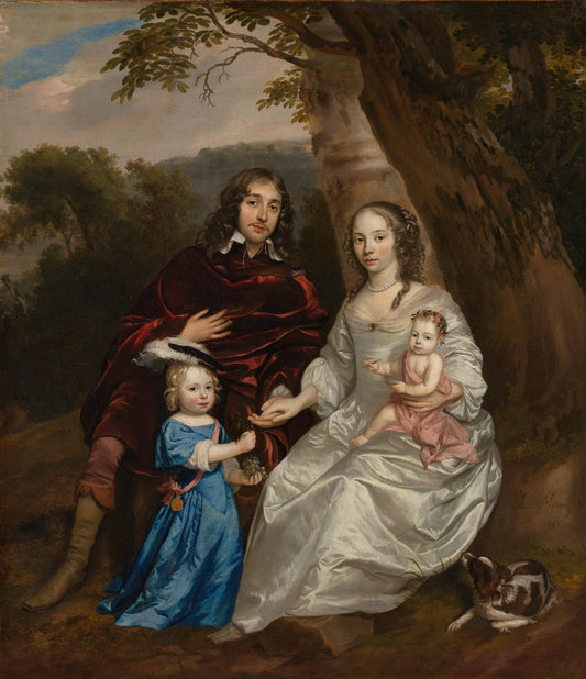 Portrait of Govert van Slingelandt (1623-1690), with his First Wife Christina van Beveren (1632-1656) and their Two Children – Jan Mijtens (signed by artist) Vintage Portrait Art Print | Wall Art Poster