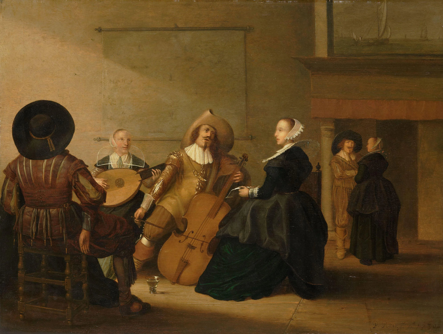 A Musical Company in an Interior – Pieter Symonsz. Potter (eigenhandig gesigneerd) Vintage Art Print | Wall Art Poster