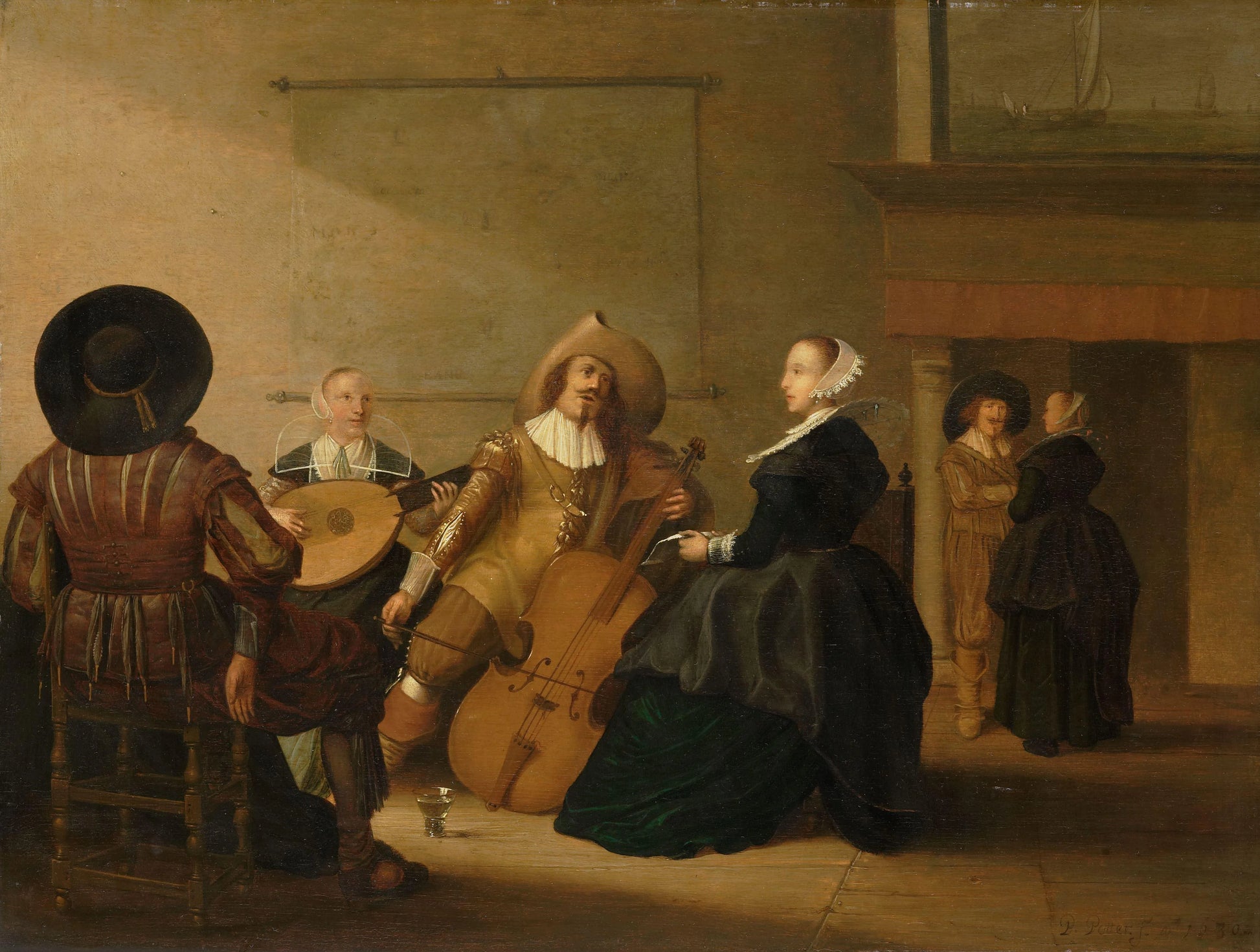 A Musical Company in an Interior – Pieter Symonsz. Potter (eigenhandig gesigneerd) Vintage Art Print | Wall Art Poster