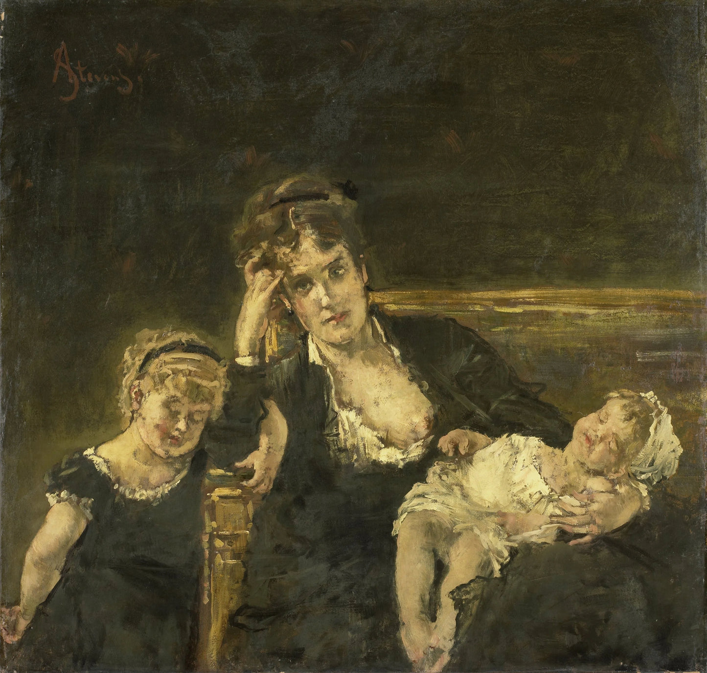 De weduwe – Alfred Stevens (mentioned on object) Vintage Art Print | Wall Art Poster