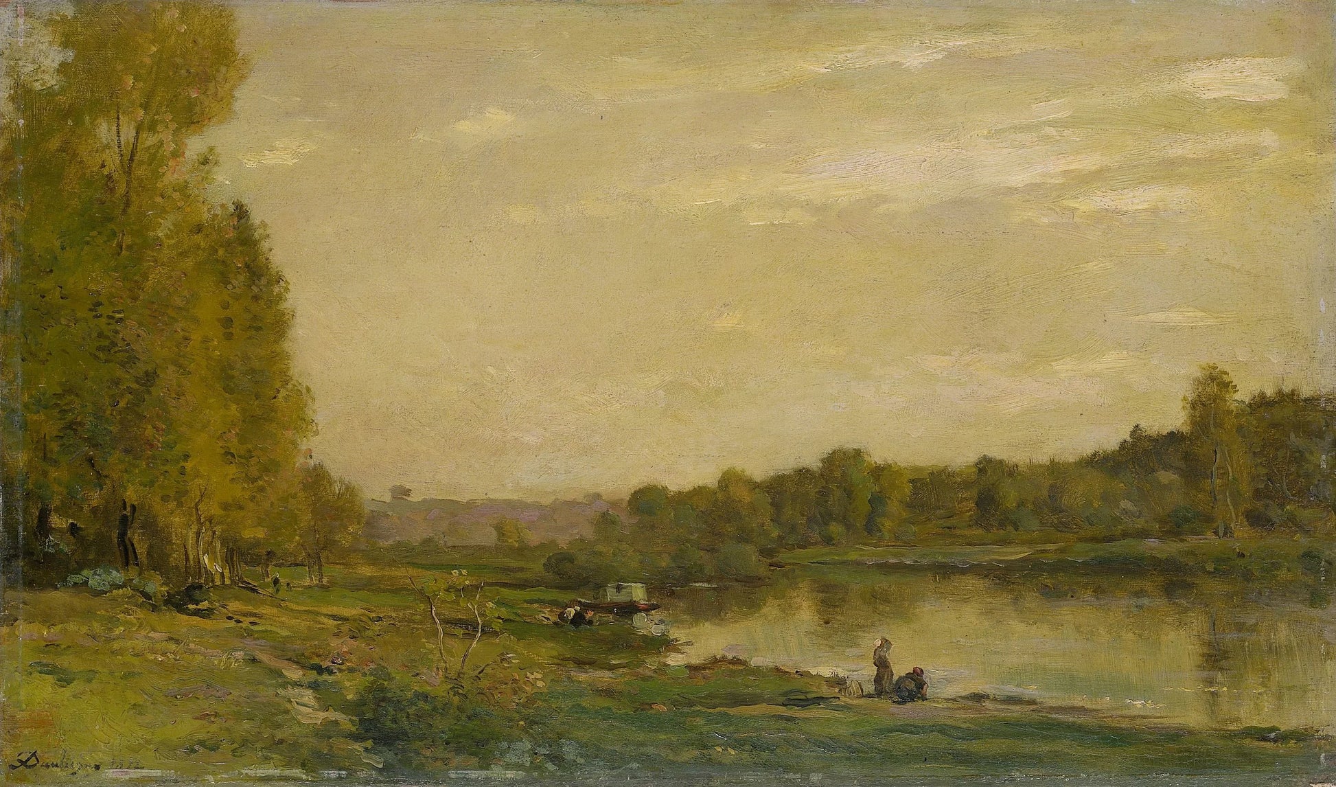 Landscape on the Oise – Charles-François Daubigny (vermeld op object) Vintage Landscape Art Print | Wall Art Poster