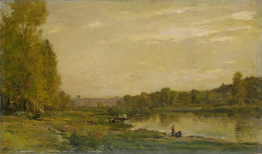 Landscape on the Oise – Charles-François Daubigny (vermeld op object) Vintage Landscape Art Print | Wall Art Poster