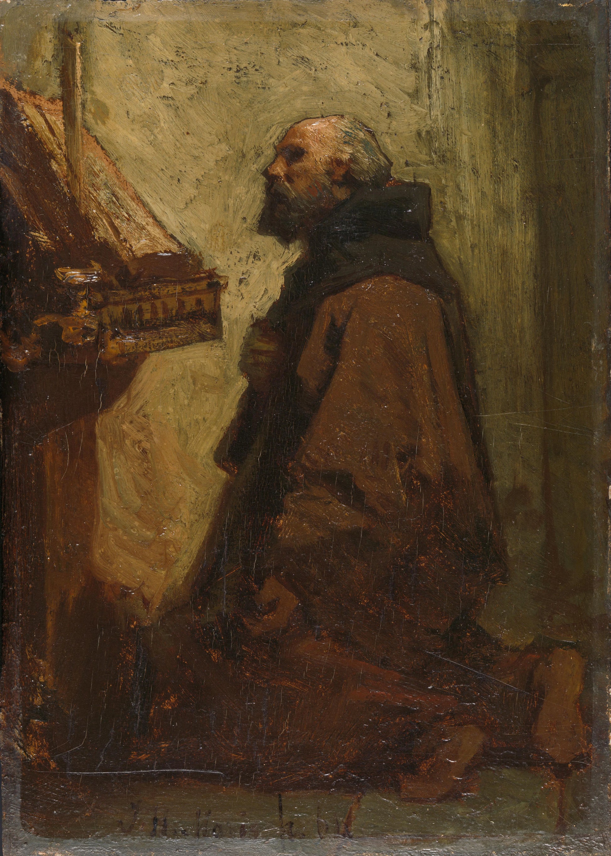 Praying Monk (Monk at his Devotions) – Jacob Maris Vintage Art Print | Wall Art Poster