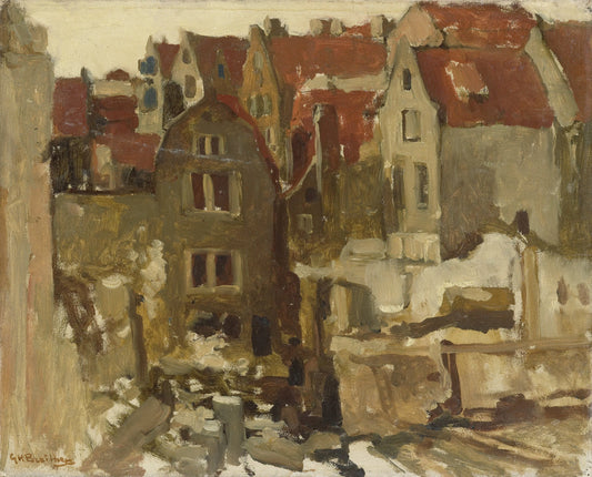 The Demolition of the Grand Bazar de la Bourse on the Nieuwendijk, Amsterdam – George Hendrik Breitner (mentioned on object) Vintage Cityscape Art Print | Wall Art Poster