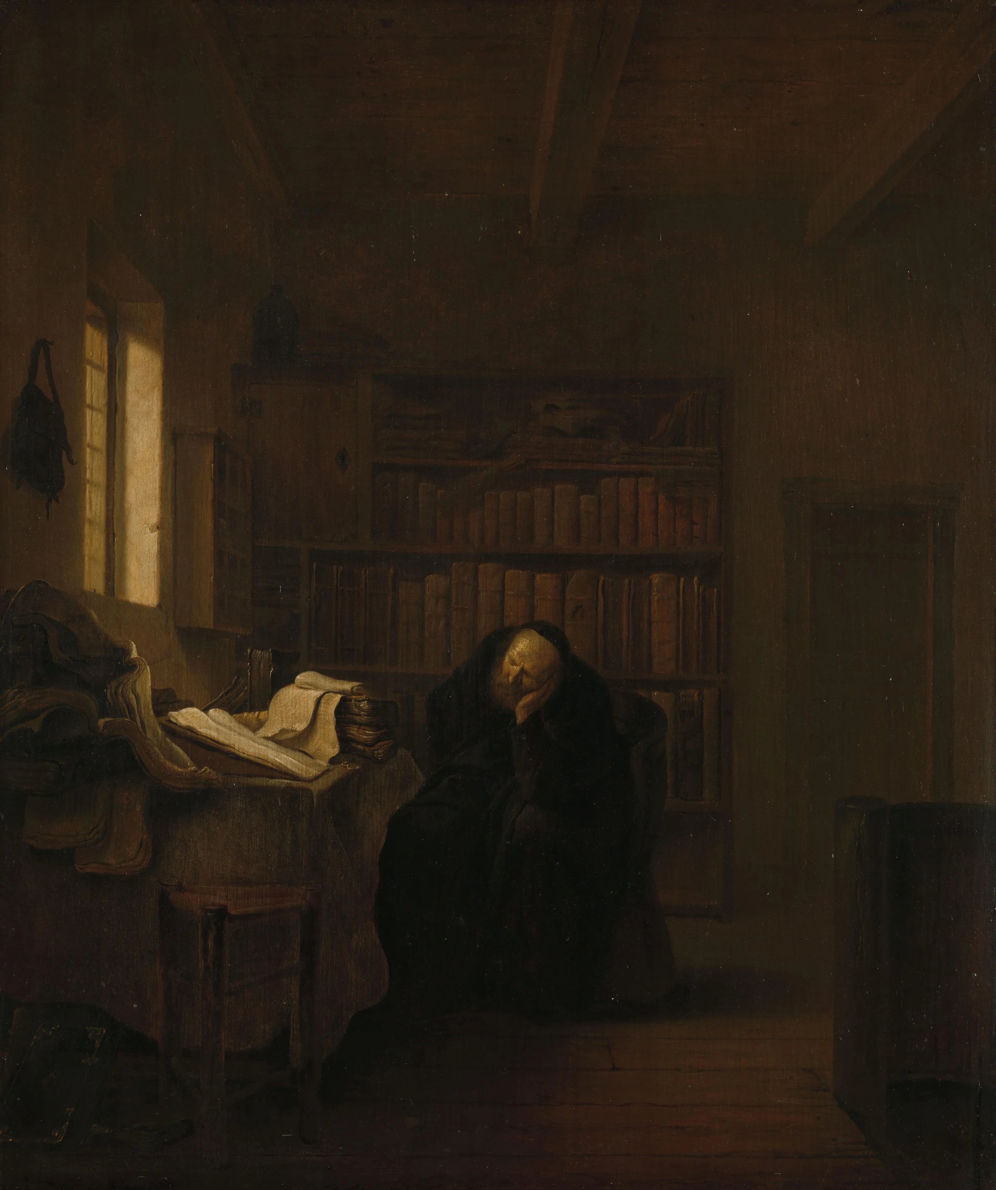 A Scholar in his Study – attributed to Willem de Poorter Vintage Art Print | Wall Art Poster