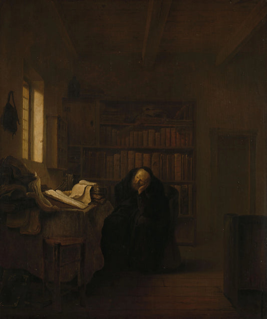 A Scholar in his Study – attributed to Willem de Poorter Vintage Art Print | Wall Art Poster