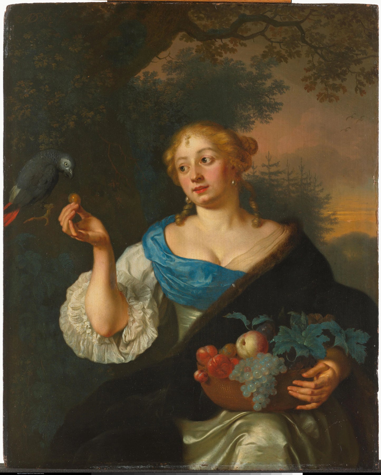 A young Woman with a Parrot – Ary de Vois Vintage Bird Study Art Print | Wall Art Poster