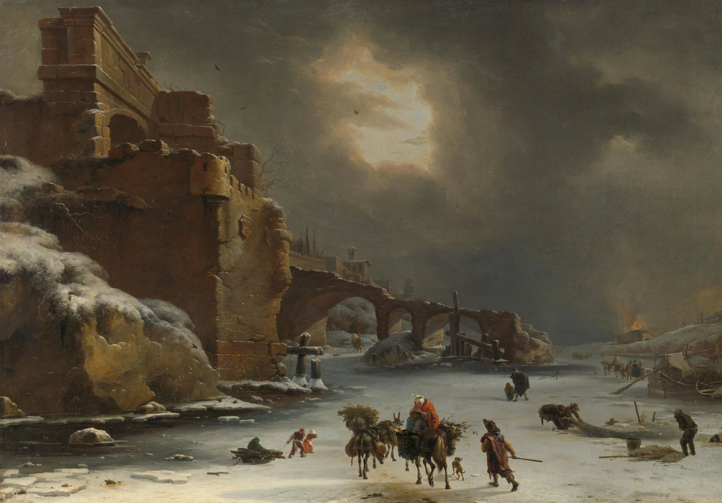 City wall in the winter – Willem Schellinks (vermeld op object) Vintage Landscape Art Print | Wall Art Poster