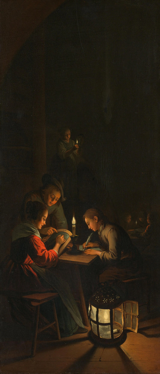Triptych: Allegory of Art Training – copy after Gerrit Dou, Willem Joseph Laquy Vintage Art Print | Wall Art Poster