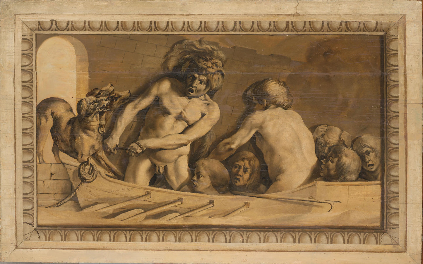 Hercules Gets Cerberus from the Underworld (Charon, the Ferryman of the Styx) – Jacob van Campen Vintage Art Print | Wall Art Poster