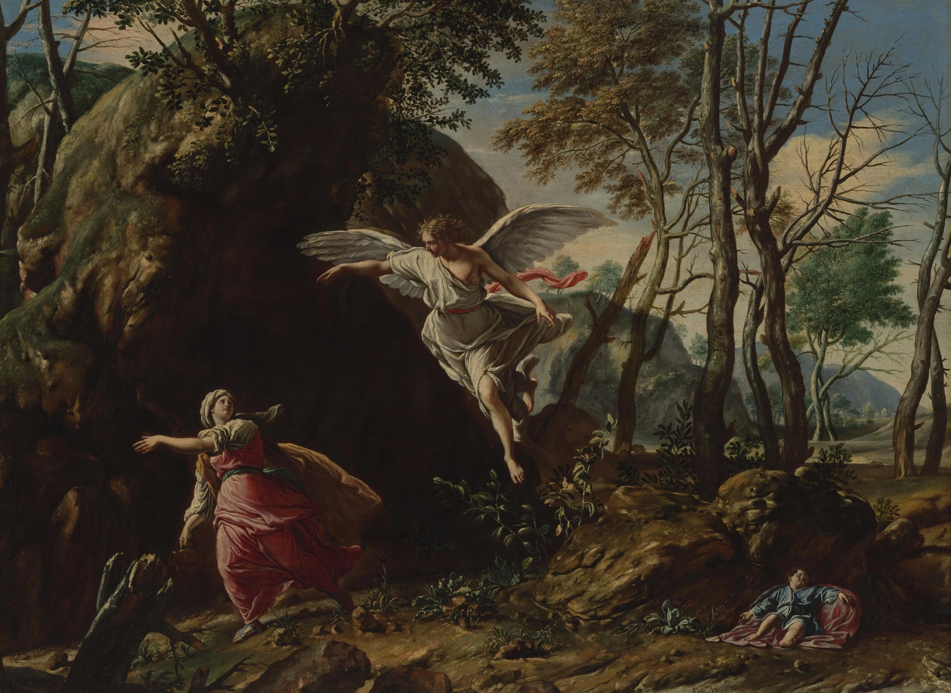 Hagar and Ishmael in the Wilderness – Francesco Cozza Vintage Landscape Art Print | Wall Art Poster