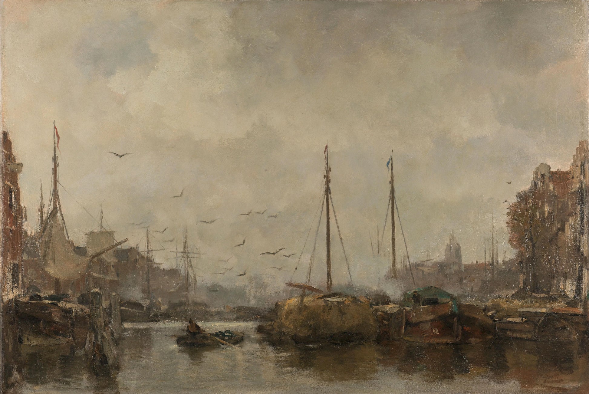 Cityscape – Jacob Maris Vintage Harbour Scene Art Print | Wall Art Poster