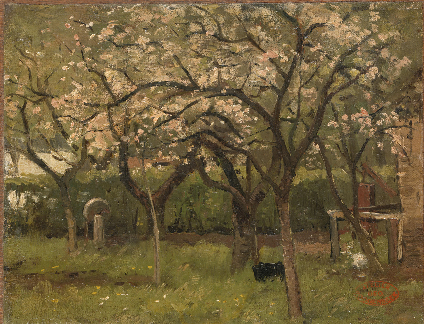 Blossoming Tree in an Orchard – Geo Poggenbeek (mentioned on object) Vintage Landscape Art Print | Wall Art Poster