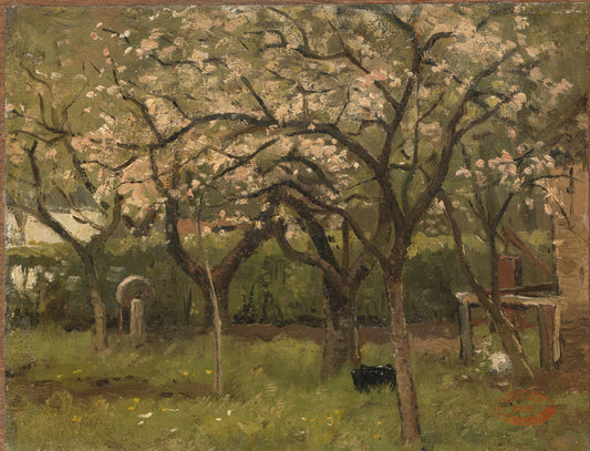 Blossoming Tree in an Orchard – Geo Poggenbeek (mentioned on object) Vintage Landscape Art Print | Wall Art Poster
