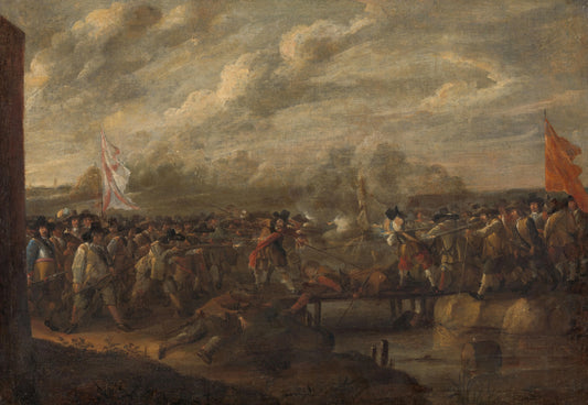 Infantry Skirmish in the Eighty Years War – attributed to Nicolaas van Eyck (II) Vintage Art Print | Wall Art Poster