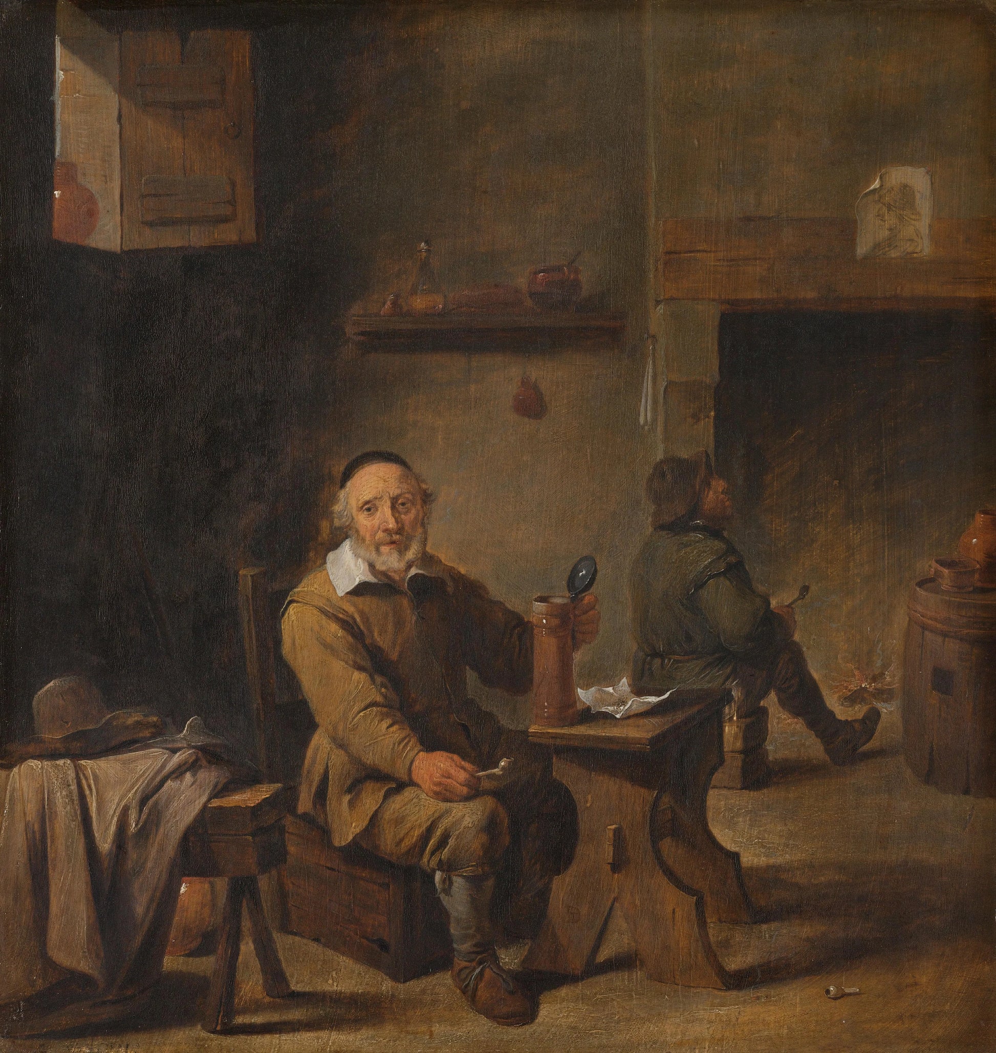 Elderly Man Seated in a Tavern – after David Teniers (II) Vintage Art Print | Wall Art Poster