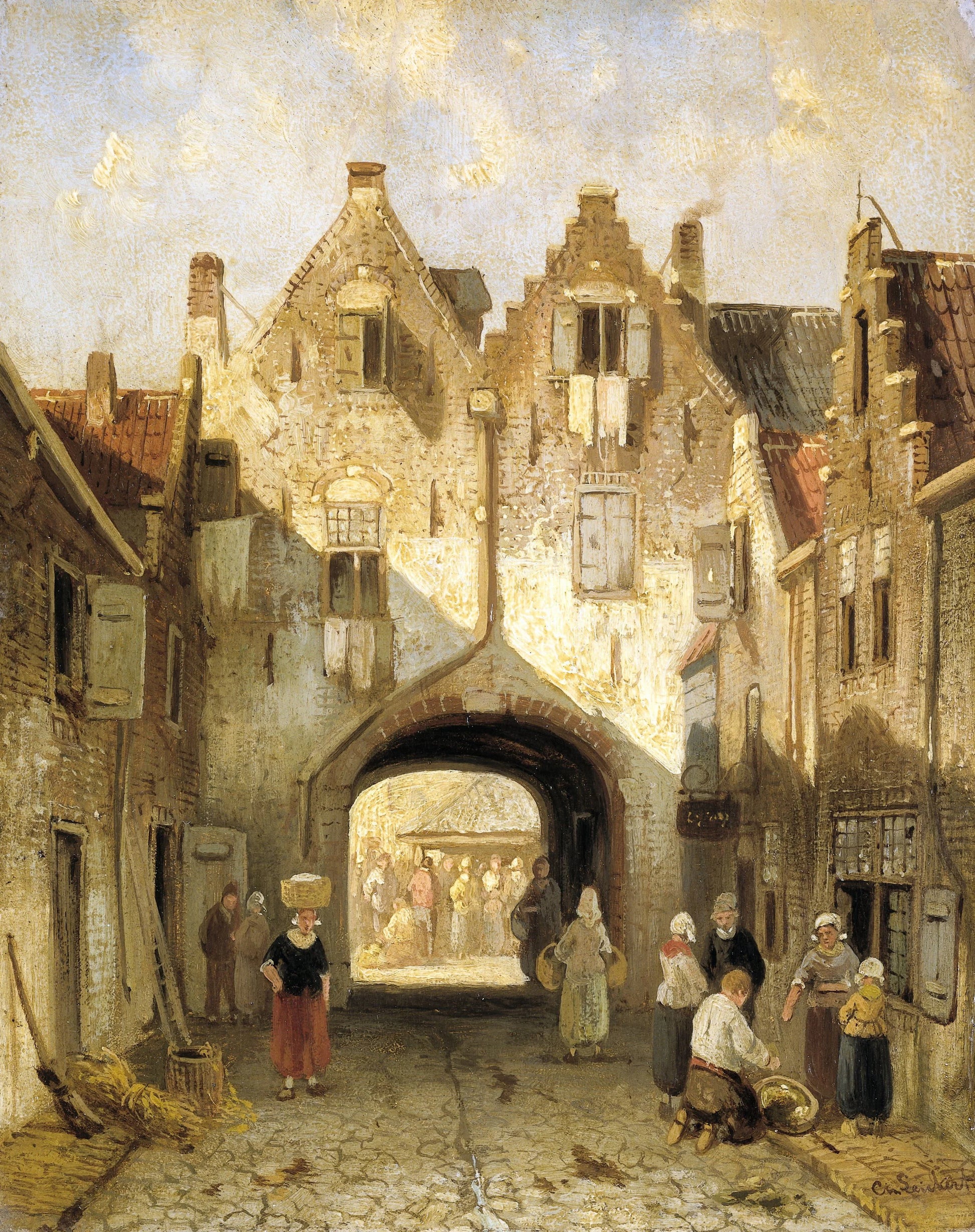 The Old Gate – Charles Leickert (vermeld op object) Vintage Cityscape Art Print | Wall Art Poster