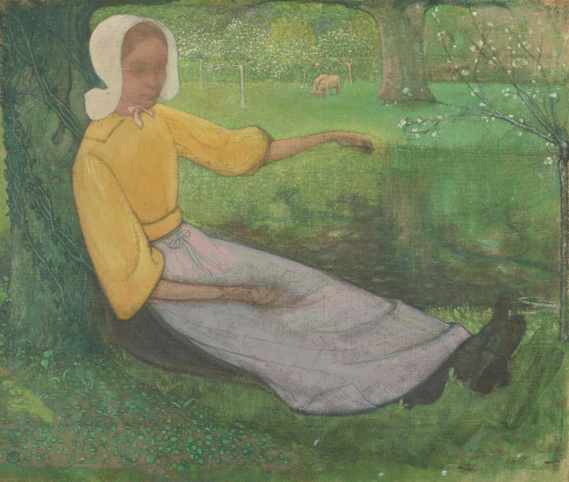 Woman of Huizen sitting under a Tree – Richard Nicolaüs Roland Holst Vintage Art Print | Wall Art Poster
