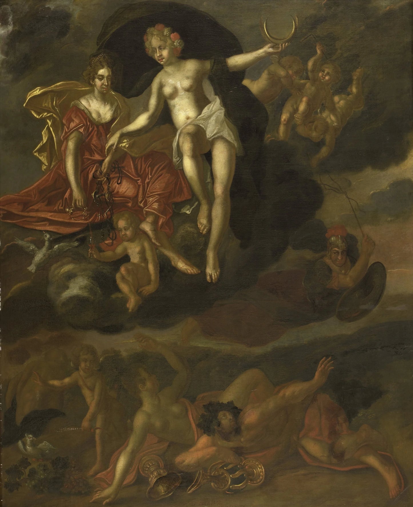 Diana and Virtus Punish Venus and Bacchus – T. van Malsen (mentioned on object) Vintage Art Print | Wall Art Poster