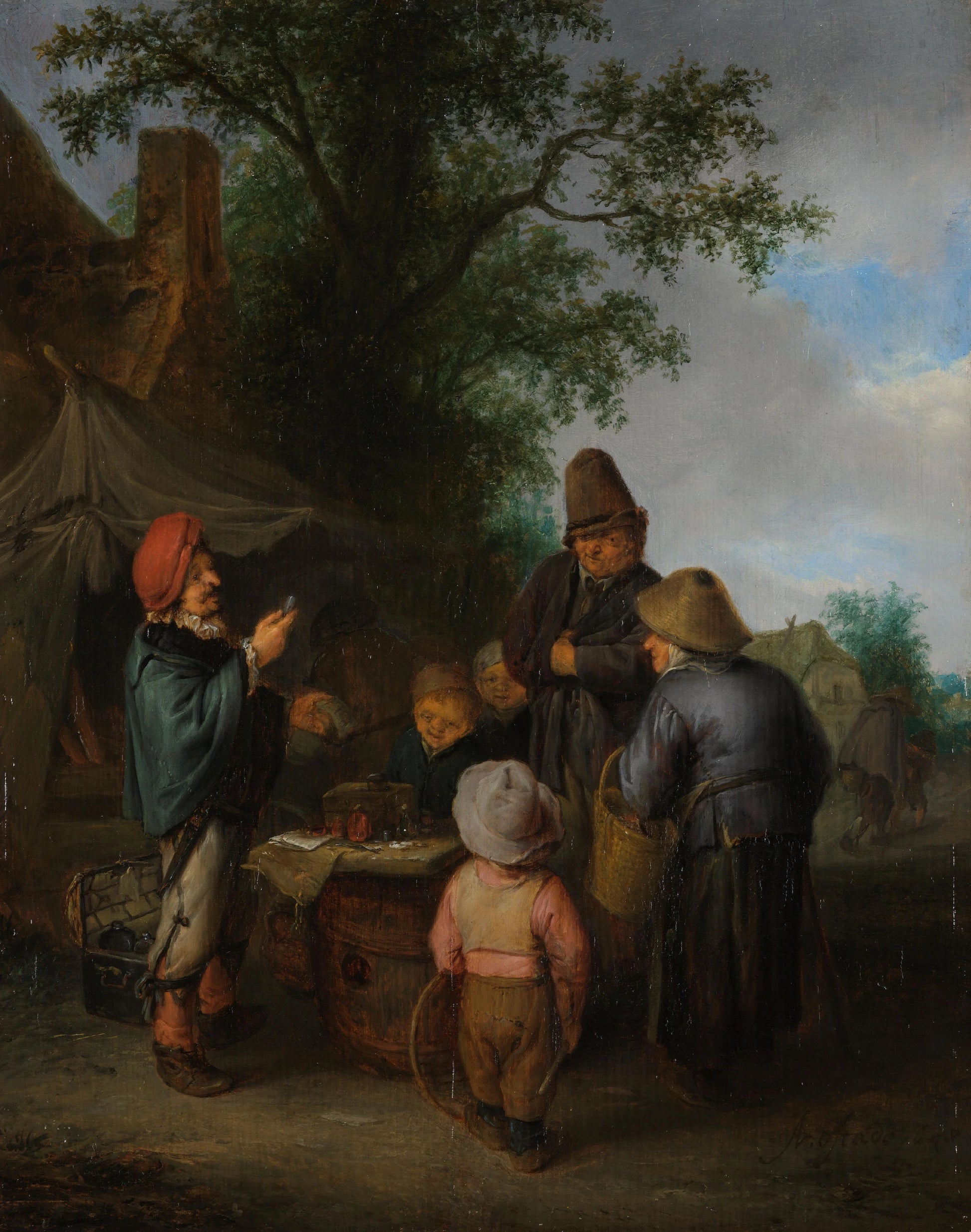 The Quacksalver – Adriaen van Ostade (mentioned on object) Vintage Art Print | Wall Art Poster