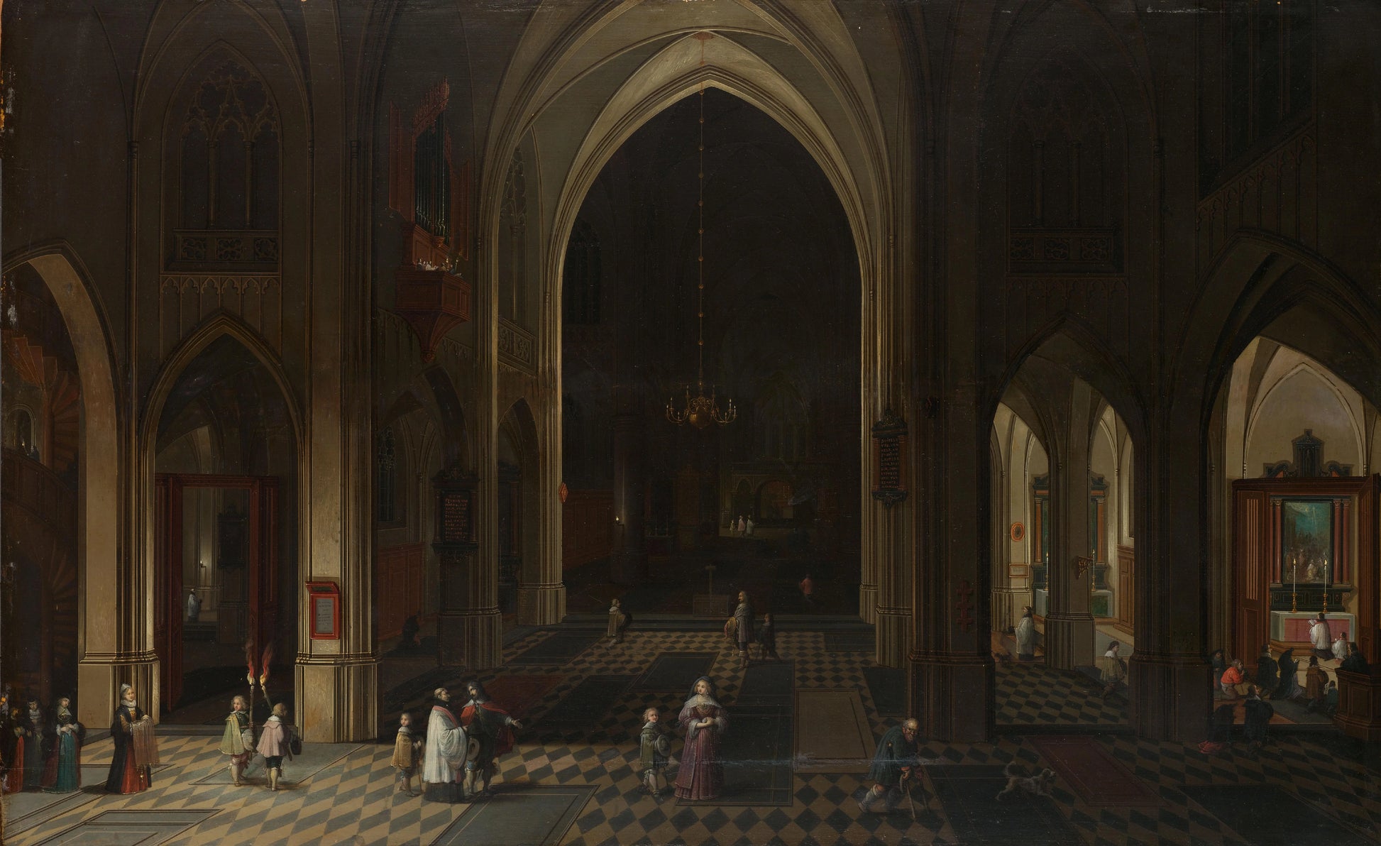 Interior of a Gothic Church at Night Looking East – Peeter Neeffs (I) Vintage Art Print | Wall Art Poster