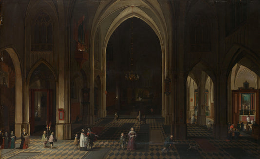Interior of a Gothic Church at Night Looking East – Peeter Neeffs (I) Vintage Art Print | Wall Art Poster