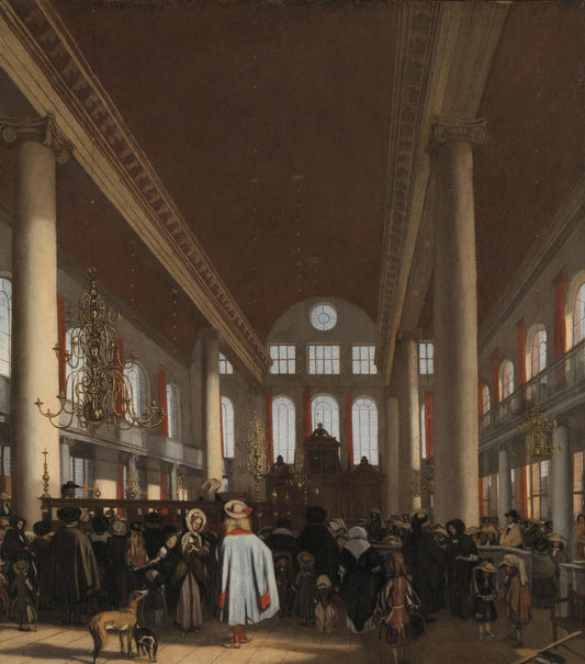 Interior of the Portuguese Synagogue in Amsterdam – Emanuel de Witte Vintage Art Print | Wall Art Poster