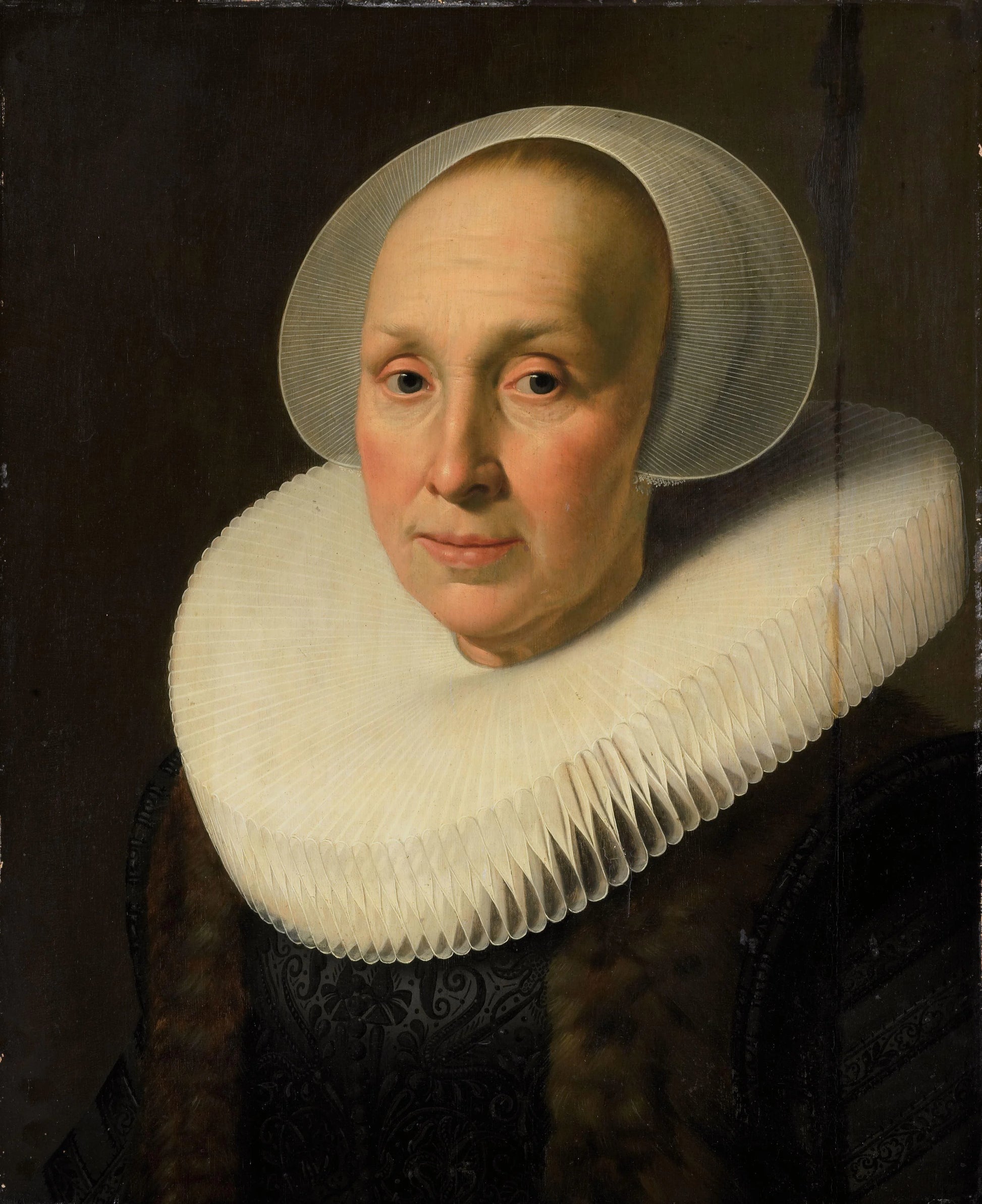 Portrait of a Woman, possibly Margriet Benningh (1565-1641), Second Wife of Pieter Dircksz Hasselaer – attributed to Nicolaes Eliasz Pickenoy Vintage Portrait Art Print | Wall Art Poster