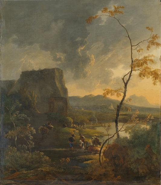 Italian Landscape with Ancient Tempietto – Adam Pijnacker Vintage Landscape Art Print | Wall Art Poster