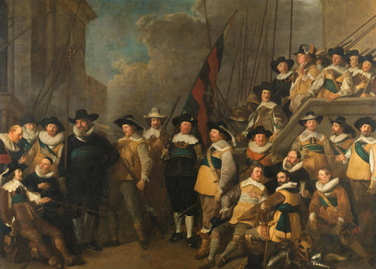 Officers and other Civic Guardsmen of the V District in Amsterdam under the command of Captain Cornelis de Graeff and Lieutenant Hendrick Lauwrensz – Jacob Adriaensz Backer Vintage Art Print | Wall Art Poster
