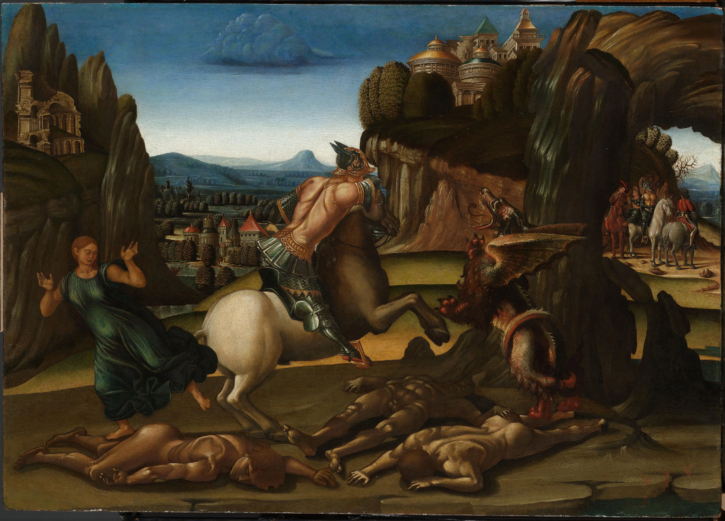 Saint George and the Dragon – workshop of Luca Signorelli Vintage Art Print | Wall Art Poster