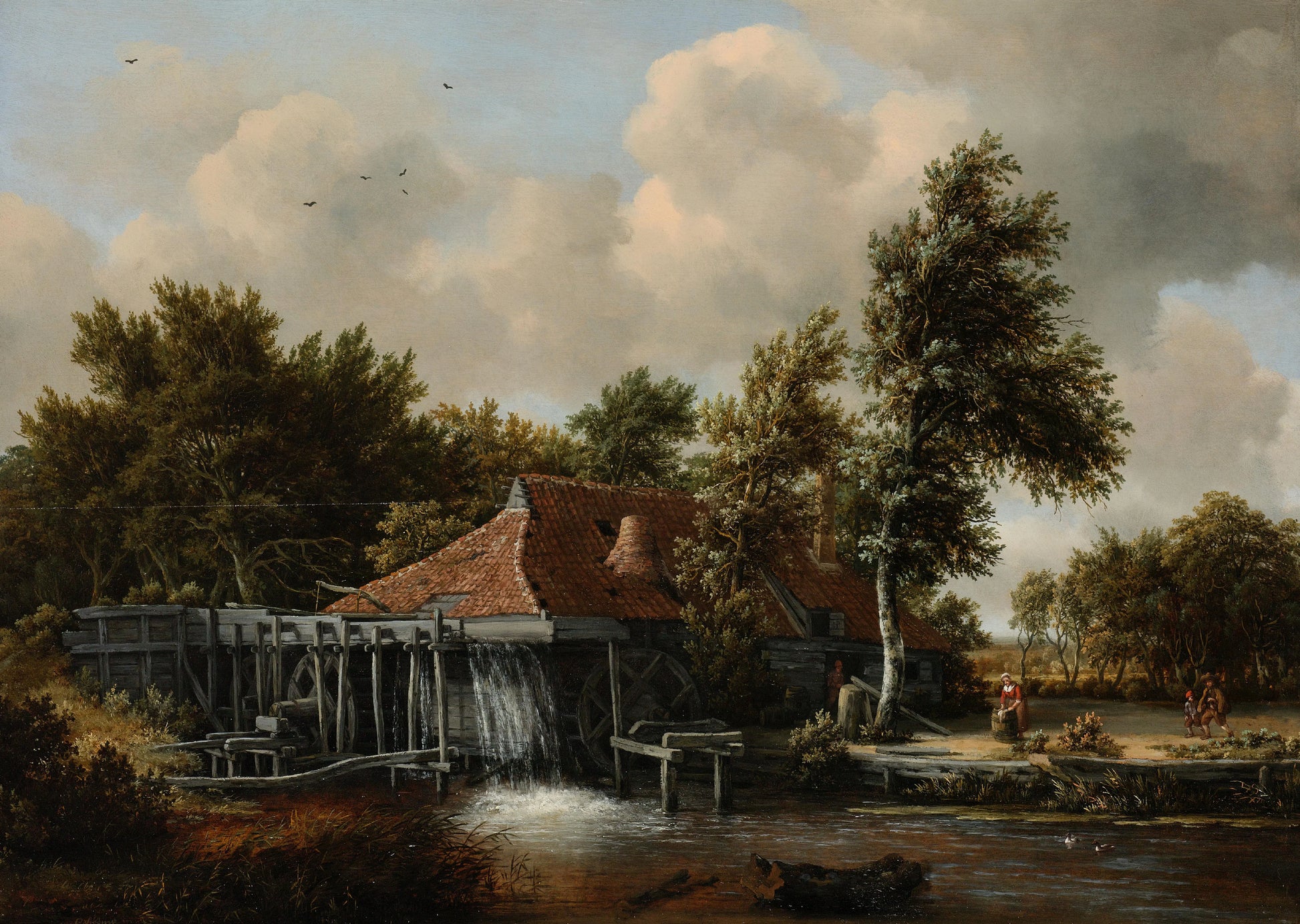A Watermill – Meindert Hobbema Vintage Portrait Art Print | Wall Art Poster