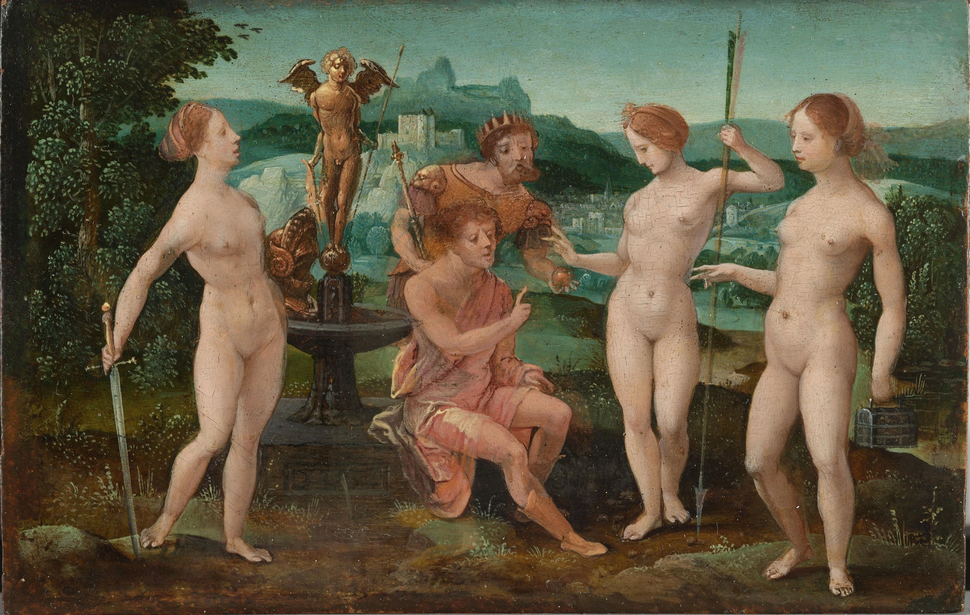 Judgment of Paris – circle of Meester van de Vrouwelijke Halffiguren Vintage Art Print | Wall Art Poster