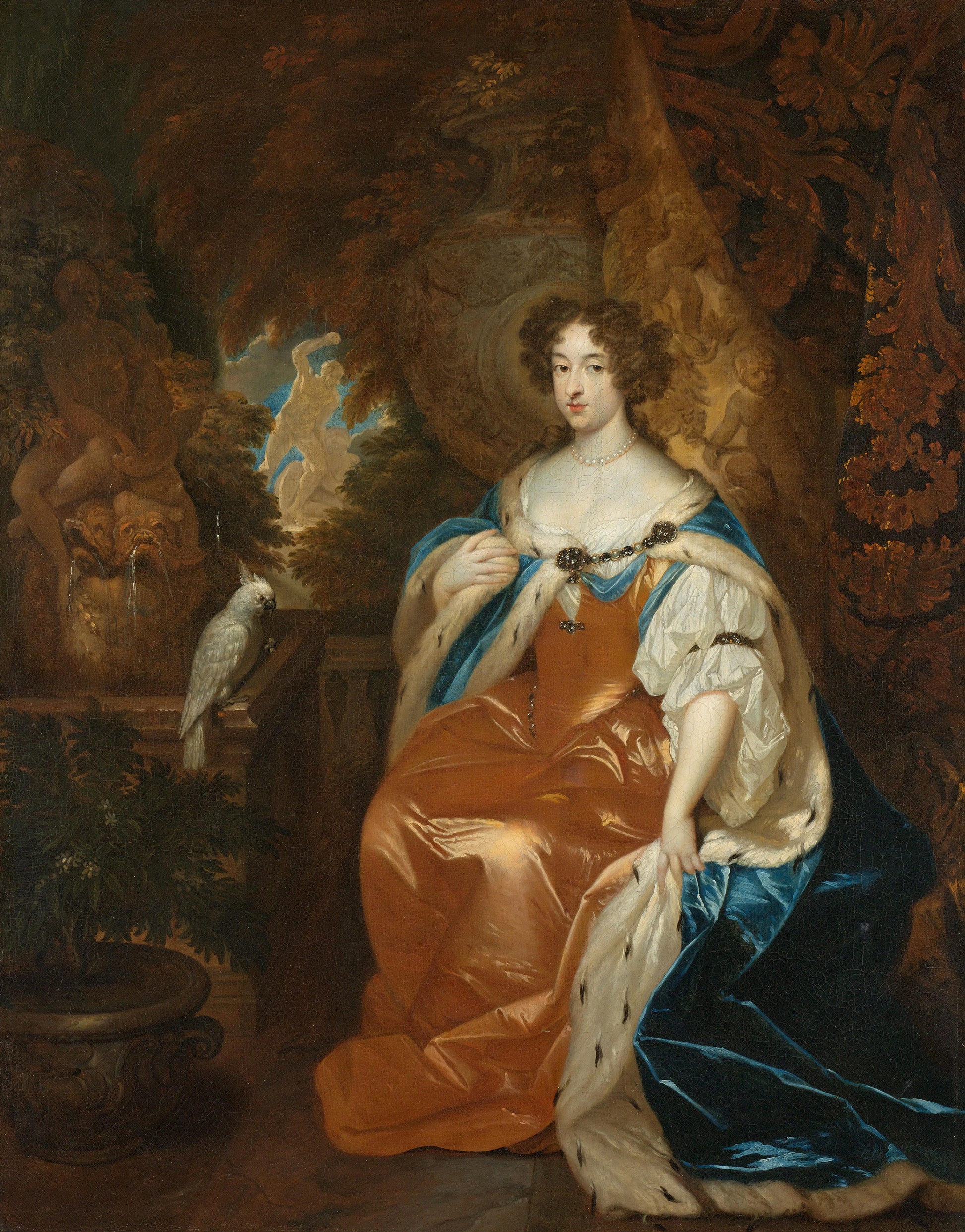 Portrait of Mary Stuart (1662-95), Wife of Prince William III – Caspar Netscher Vintage Portrait Art Print | Wall Art Poster