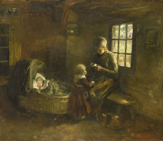 'Bij de wieg' – Albert Neuhuys (1844-1914) Vintage Art Print | Wall Art Poster