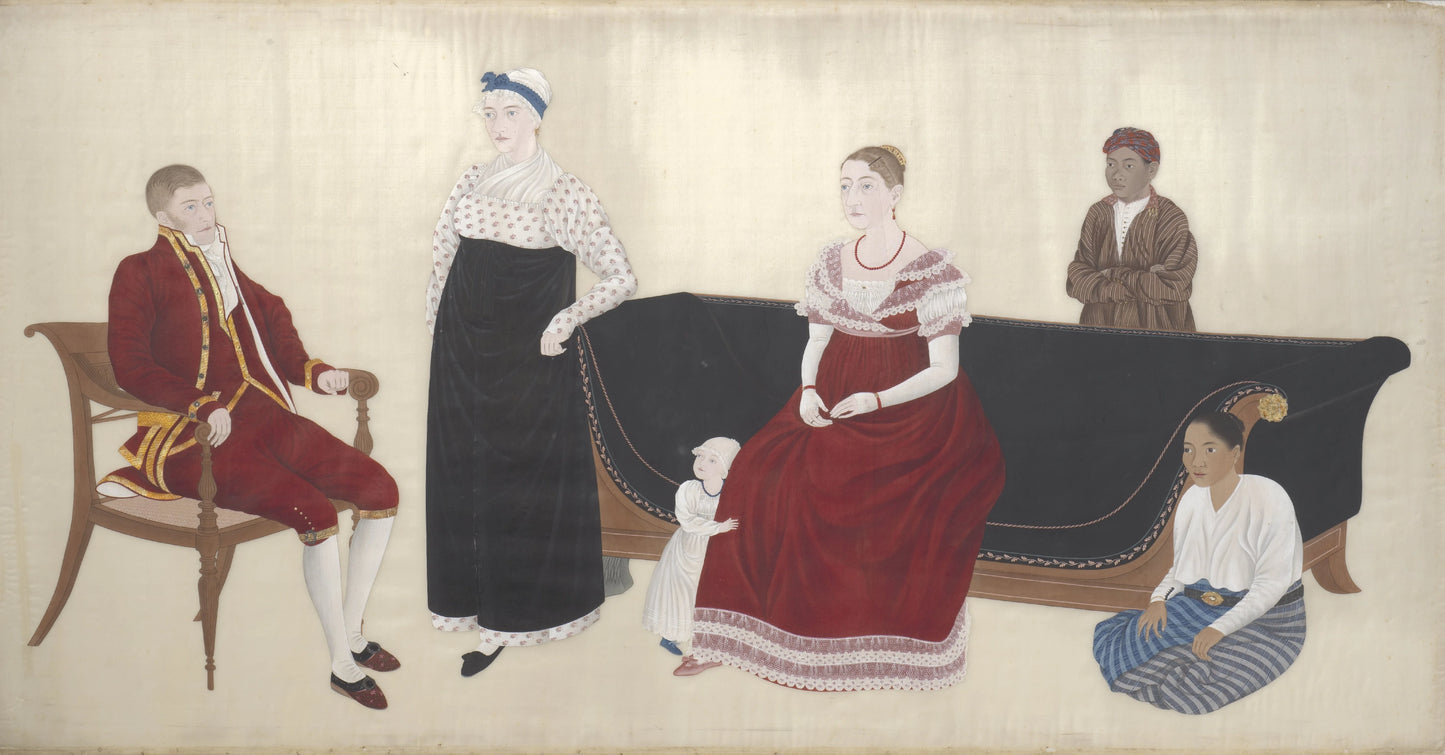 Portrait of the Cock Blomhoff Family, their Wetnurse and two Enslaved Servants – toegeschreven aan Ishizaki Yushi Vintage Portrait Art Print | Wall Art Poster