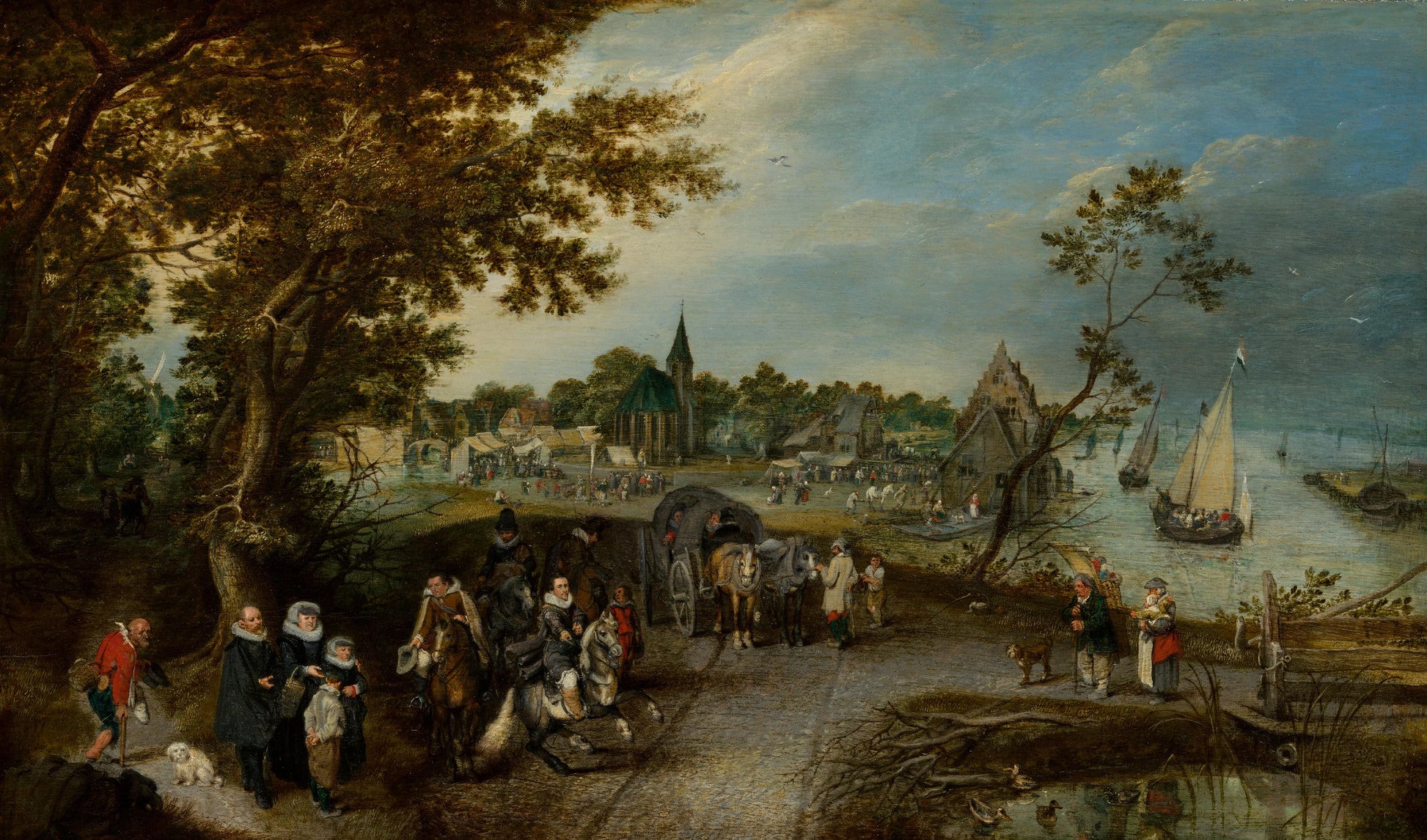 Landscape with Figures and a Village Fair (Village Kermesse) – Adriaen Pietersz van de Venne Vintage Landscape Art Print | Wall Art Poster