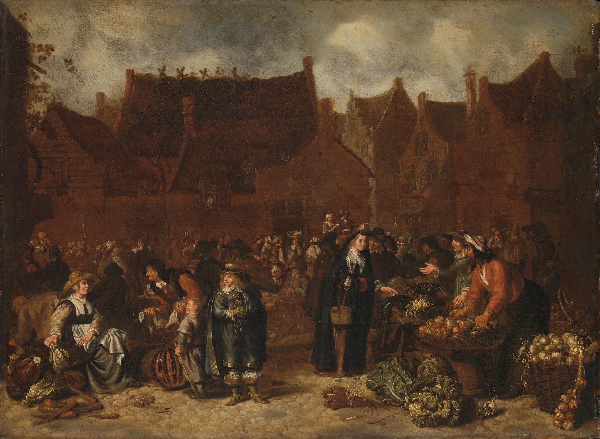 Vegetable Market – Sybrand van Beest (vermeld op object) Vintage Art Print | Wall Art Poster