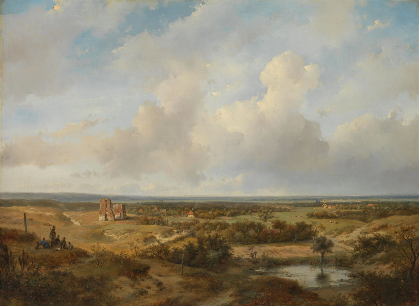 View of the Dunes with the Ruins of Brederode Castle near Santpoort – Andreas Schelfhout Vintage Landscape Art Print | Wall Art Poster