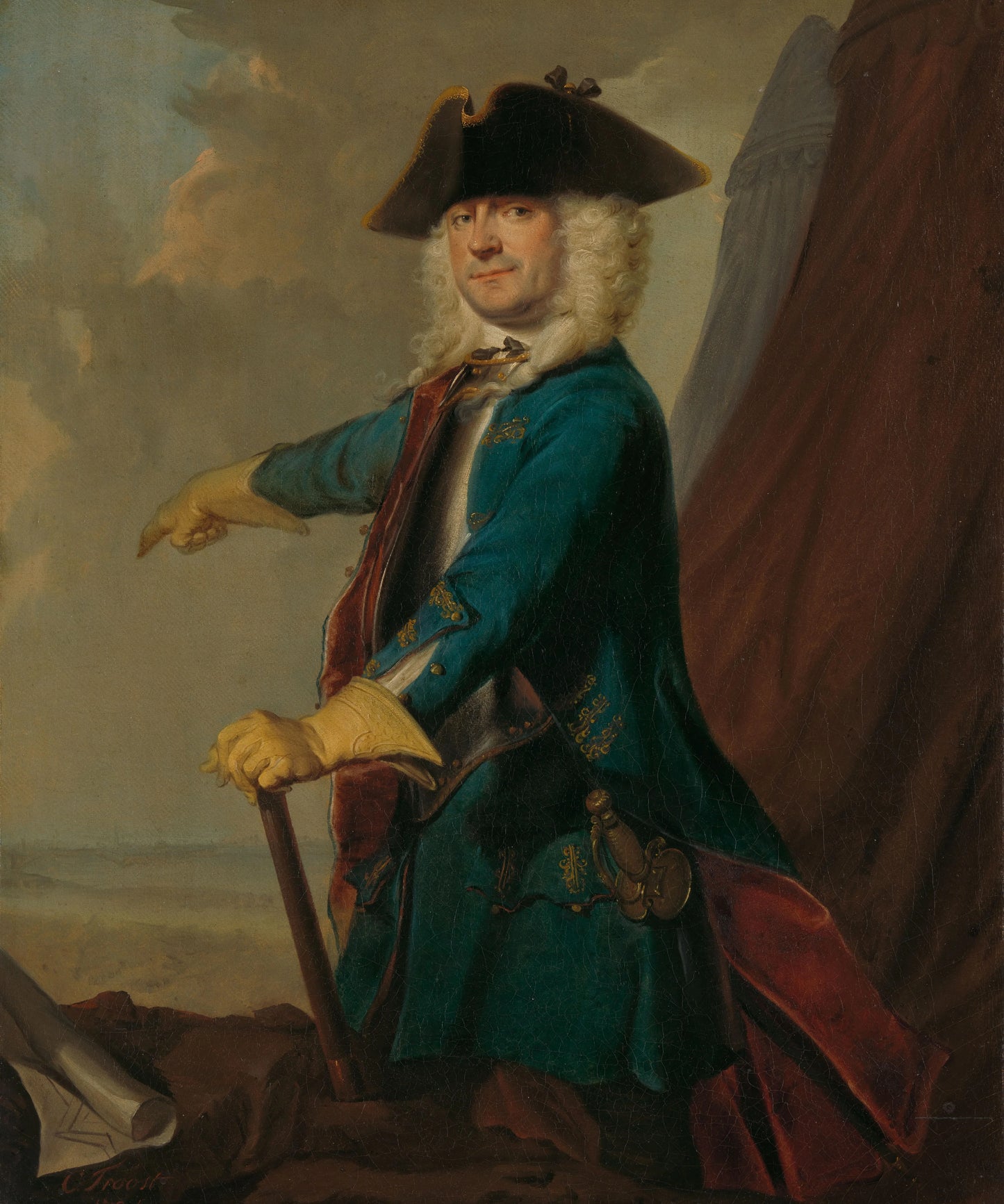 Gerrit Sichterman (1688-1730). Quartermaster-General of the Cavalry, Colonel of the Oranje-Groningen Infantry Regiment, Commandant of Grave – Cornelis Troost Vintage Portrait Art Print | Wall Art Poster