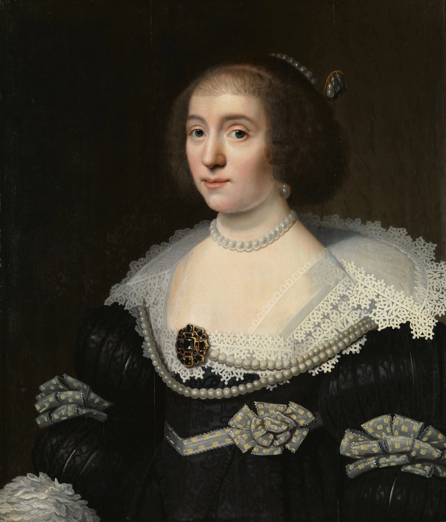 Portrait of Amalia van Solms (1602-75), Wife of Prince Frederik Hendrik – copy after Michiel Jansz van Mierevelt Vintage Portrait Art Print | Wall Art Poster