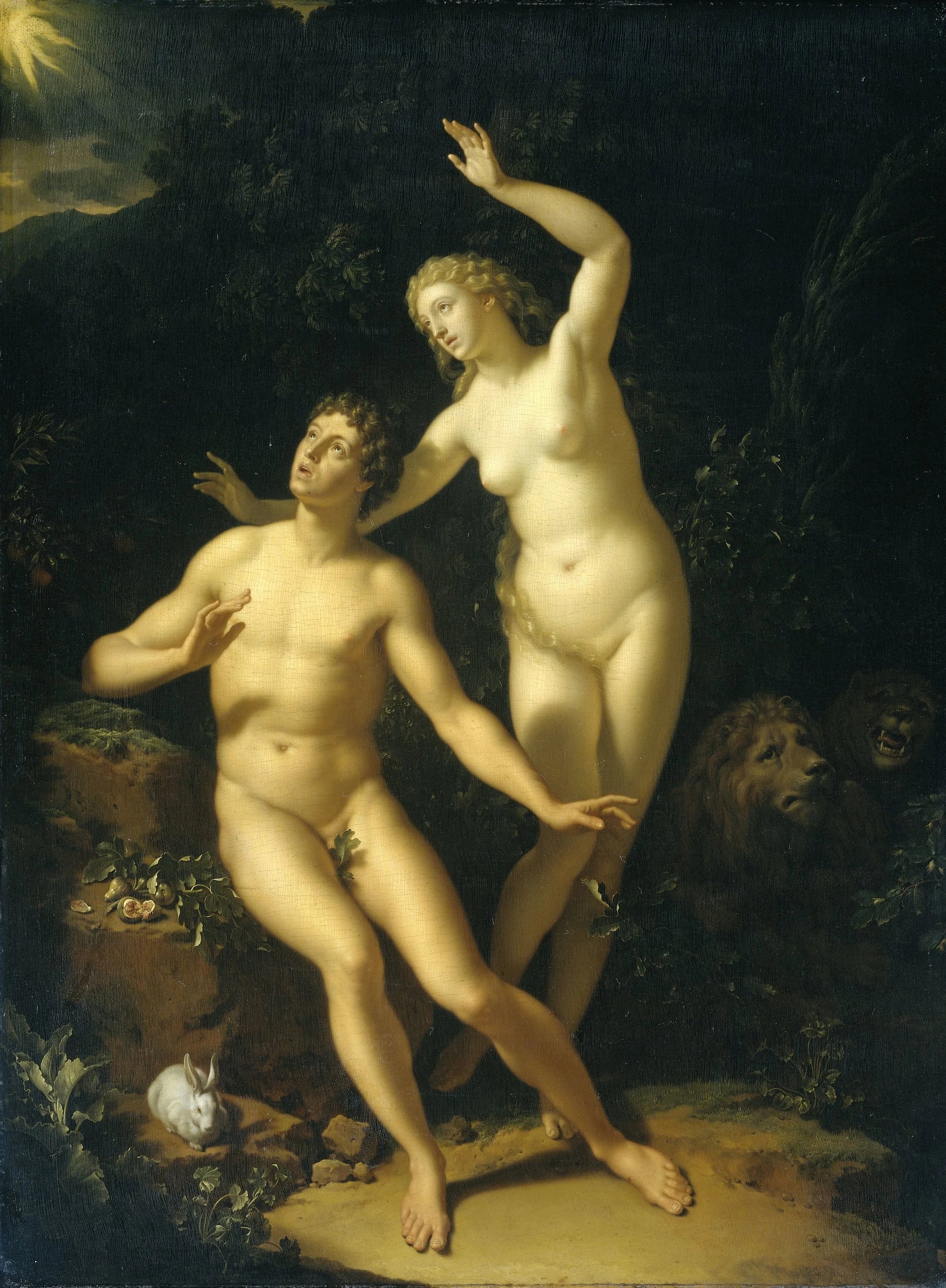 God Holds Adam and Eve Responsible – Adriaen van der Werff Vintage Art Print | Wall Art Poster